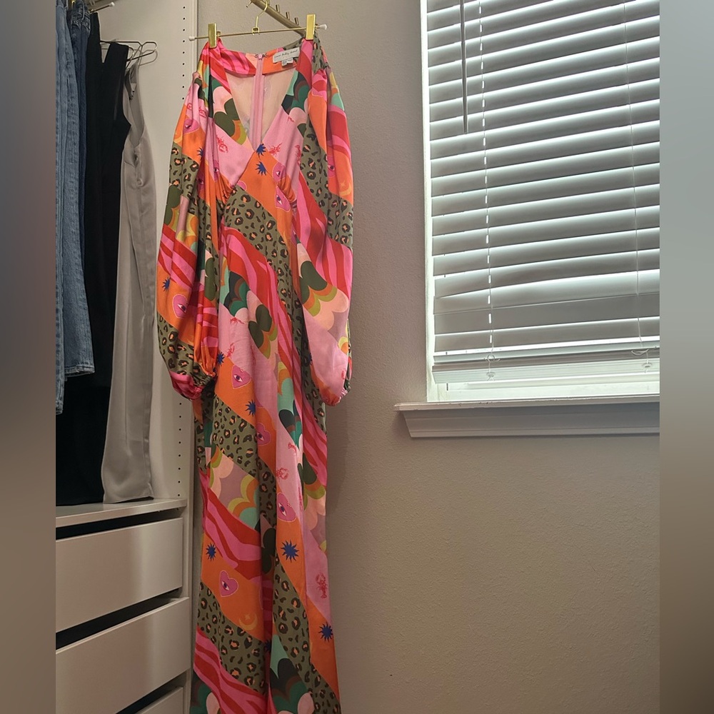 Never Fully Dressed Multicolor Retro Print Maxi Dress - Pink, Orange, Green